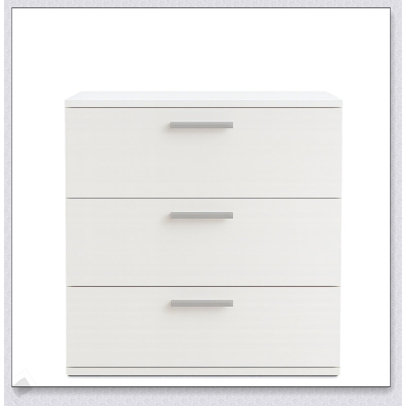 Commode modulaire à trois tiroirs Morgan en blanc, rangement durable et extensible pour n'importe quelle pièce, Blanc