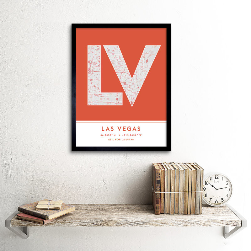 Las Vegas Nevada United States City Map - Single Picture Frame Typography