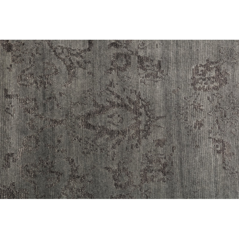 Hand Knotted Abstract Area Rug in Silver