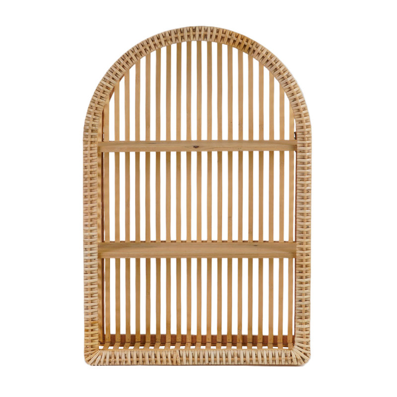 Arch Top Boho 3-Tier Bamboo Wood Wall Accent Shelf