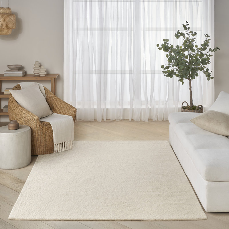 Pure Angles Outdoor Hand Tufted Abstract Area Rug in Ivory/Cream, Rectangle 5'3" x 7'3"
