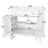 35.6" Mid-Century Bathroom Vanity Sink with Patterned Glass and Motion-sensor Light Strip