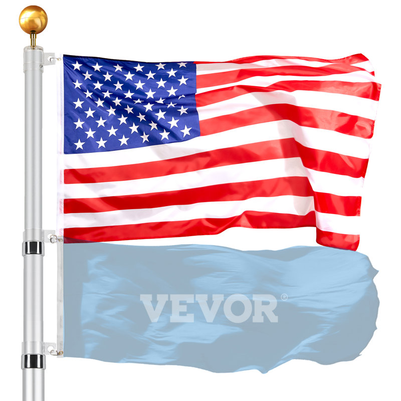 Mât de drapeau dans le sol réglable Dawone avec drapeau inclus, H 288 po x l 0,18 po x P 0,18 po