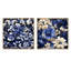 Cobalt bleu néo-gothique motif victorien II - ensemble de 2 collages floraux carrés-101851244-101851247