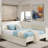 Upholstered Daybed With 2 Storage Drawers And Adjustable Side Rail-235993130