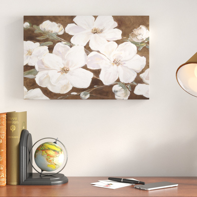 « white chocolat fleuris i », reproduction de peinture à l’huile sur toile tendue, H 12 po x l 18 po x P 1,5 po