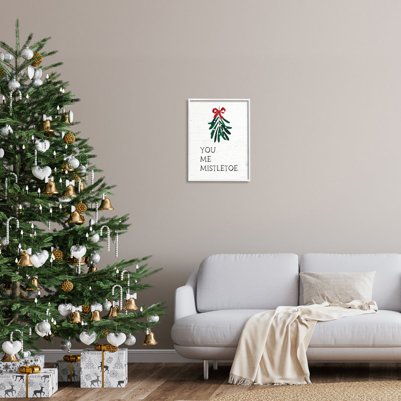 You You Me Mistletoe, H 20 po x l 16 po x P 1,5 po, Giclée encadrée blanc bord de mer