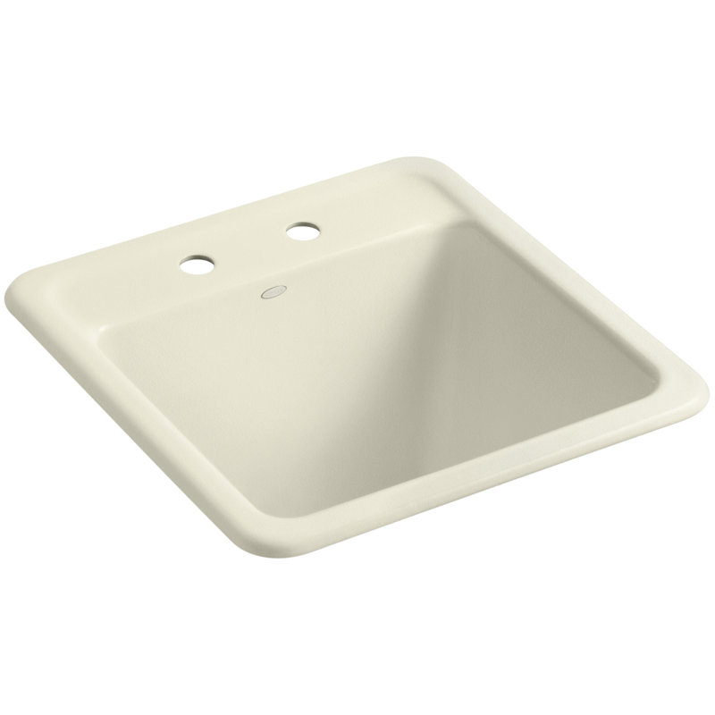 Park Falls 22" L x 21" W Service Sink, Cane Sugar, 2 holes