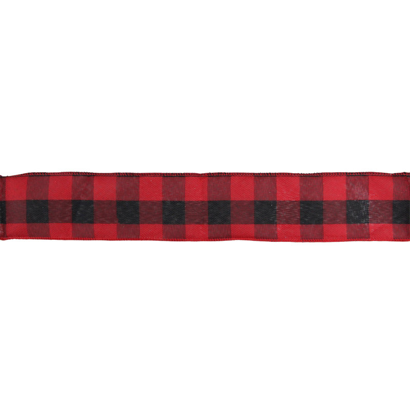 Ruban de Noël rouge et noir à motif écossais câblé 2,5 po x 16 verges
