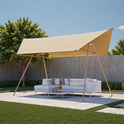 Auvent de voile à abat-jour hexagonal, grand pare-soleil à blocs UV de 156 po x 118 po avec UPF 50+, tissu en polyester haute densité imperméable, poteaux antirouille et crochets intégrés pour la cour du patio