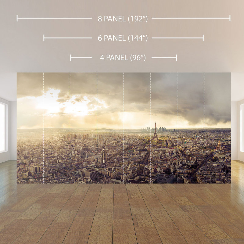 Panneau de papier peint paysage Thyri City, L 100,08 po x l 192 po