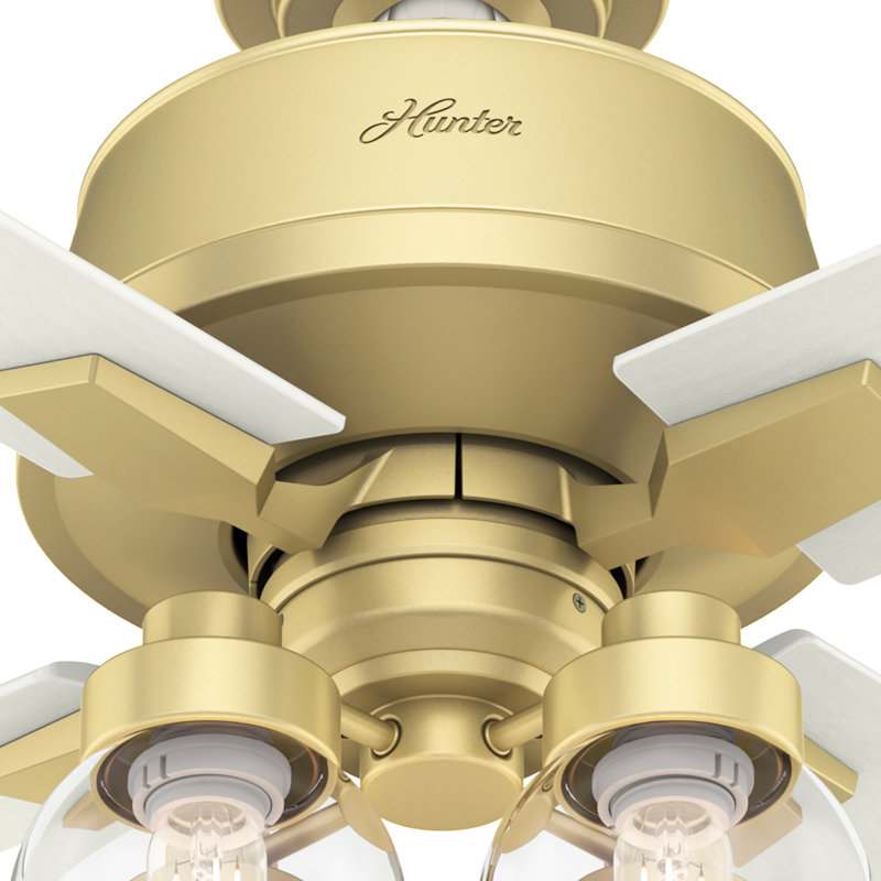 52" Vivien 4 - Blade Standard Ceiling Fan with Lights and Remote, Modern Brass