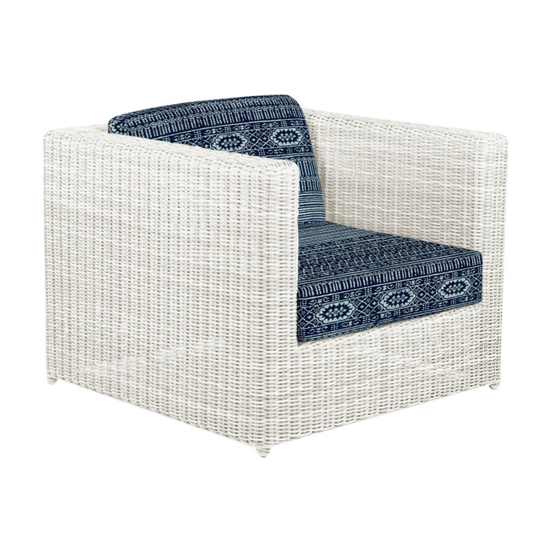 Sag Harbor Outdoor Lounge Chair, Batik Navy, Sag Harbor Classic White