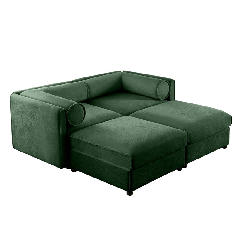 91" Oversized Upholstered Chaise Lounge Indoor, Green 1