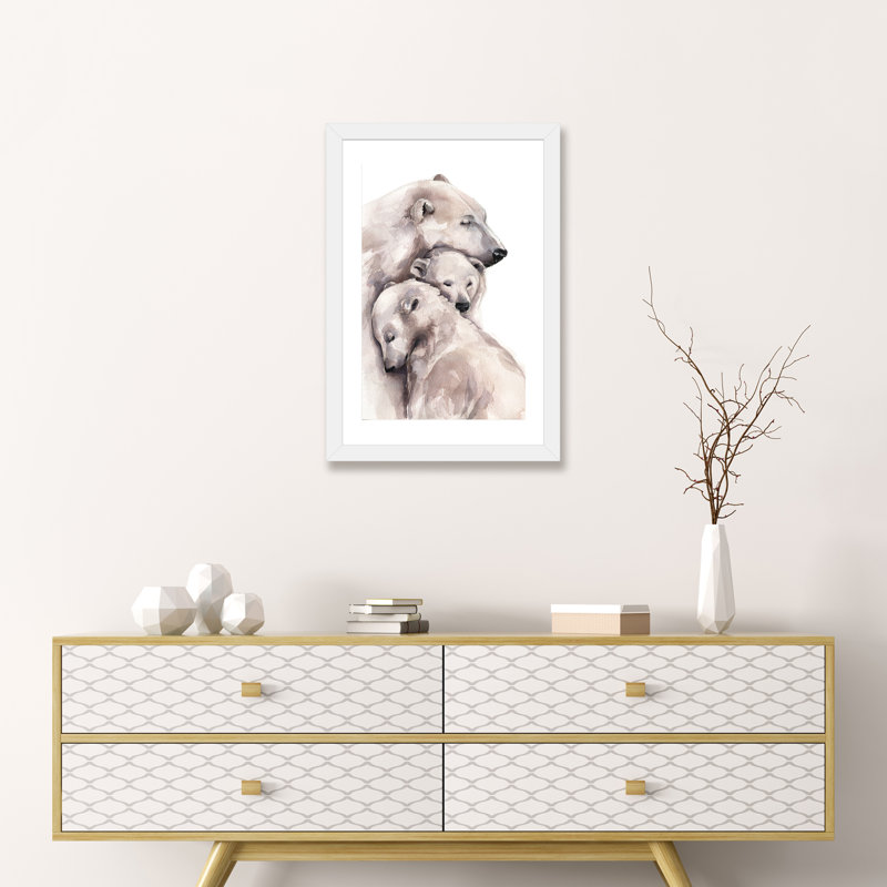 Décoration murale ours polaire pour enfants, H 24 po x l 16 po x P 1 po, Papier encadré blanc