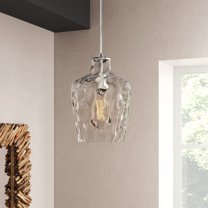 Luminaire suspendu simple à 1 lumière Lindy, Nickel brossé