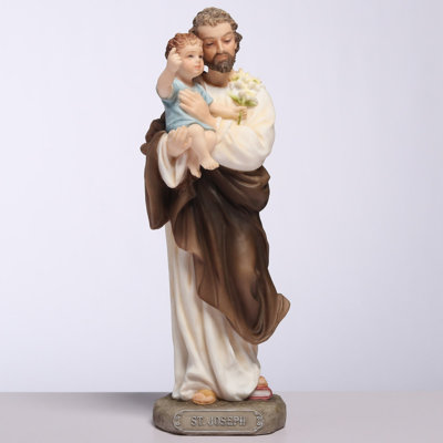 6.3 inches Height Polyresin  Saint Joseph Holding Baby Jesus Multicolor Finish Figurine
