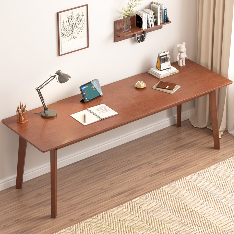 100% Solid Wood Desk 71" Mid Century Modern Desk Large 2 Person Vintage Writing Desk Simple Wooden Table For Restaurants, Home, Offices