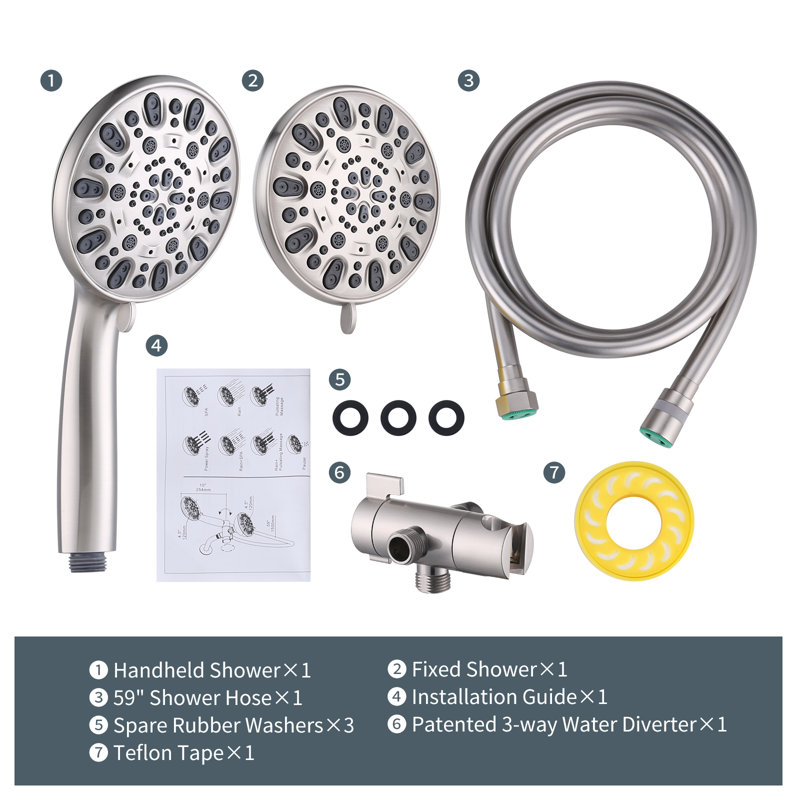 Rain Handheld Shower Head 2.5 GPM GPM, Brushed Nickel