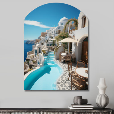 Sabang - Arch Greece Metal Wall Decor, Asymmetrical Metal Wall Sculpture Print