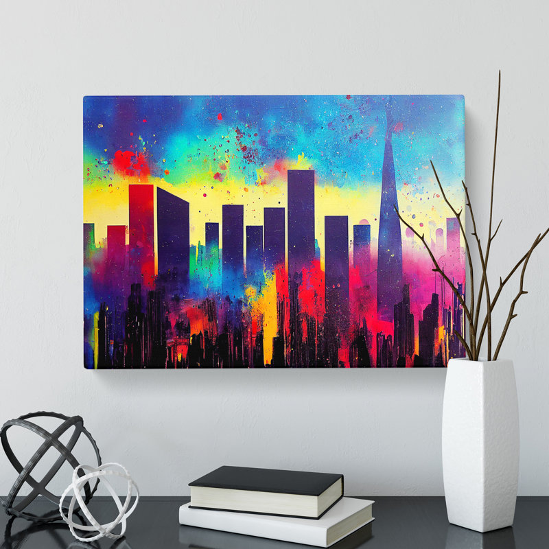 Vibrant London Skyline Vol.1 Abstract - Wrapped Canvas, 35cm H x 50cm W x 3cm D