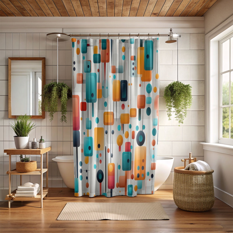 Varied Geometric Art - Rideau de douche Premium, H 74 po x l 71 po