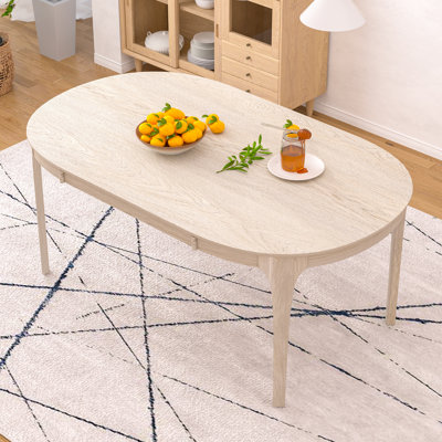 Vicktor Solid Wood Dining Table For 4-6 People, 71" Modern Wooden Kitchen Table, Oval Dinner Table For Dining Room, Home Office, Living Room Furniture