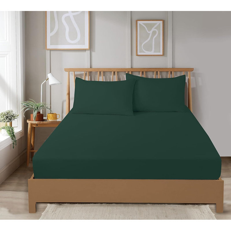 Plain Weave / Muslin Fitted Sheet, Double (4'6), Green