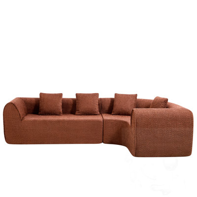 Curved L-Shaped Modular Sectional Sofa With Pillows