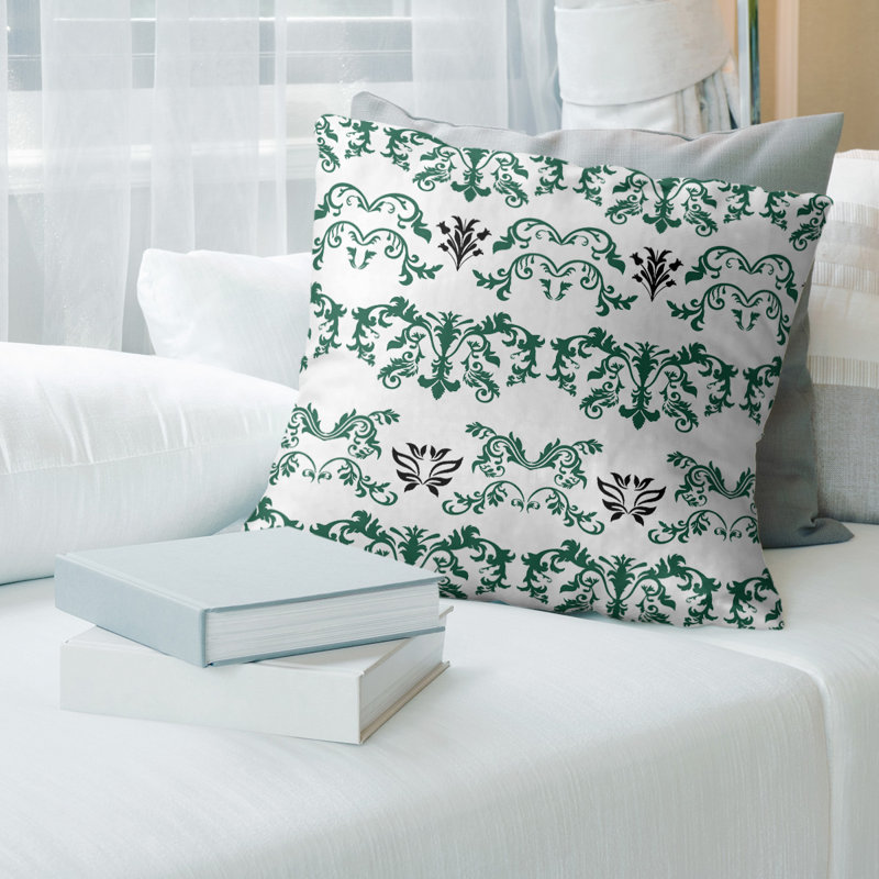Housse de coussin New York Fly Football Baroque, Blanc / vert foncé / bleu, Croisé en coton, 14 po x 14 po