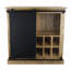 Armoire de bar industrielle en bois de manguier massif et cadre en fer avec porte coulissante