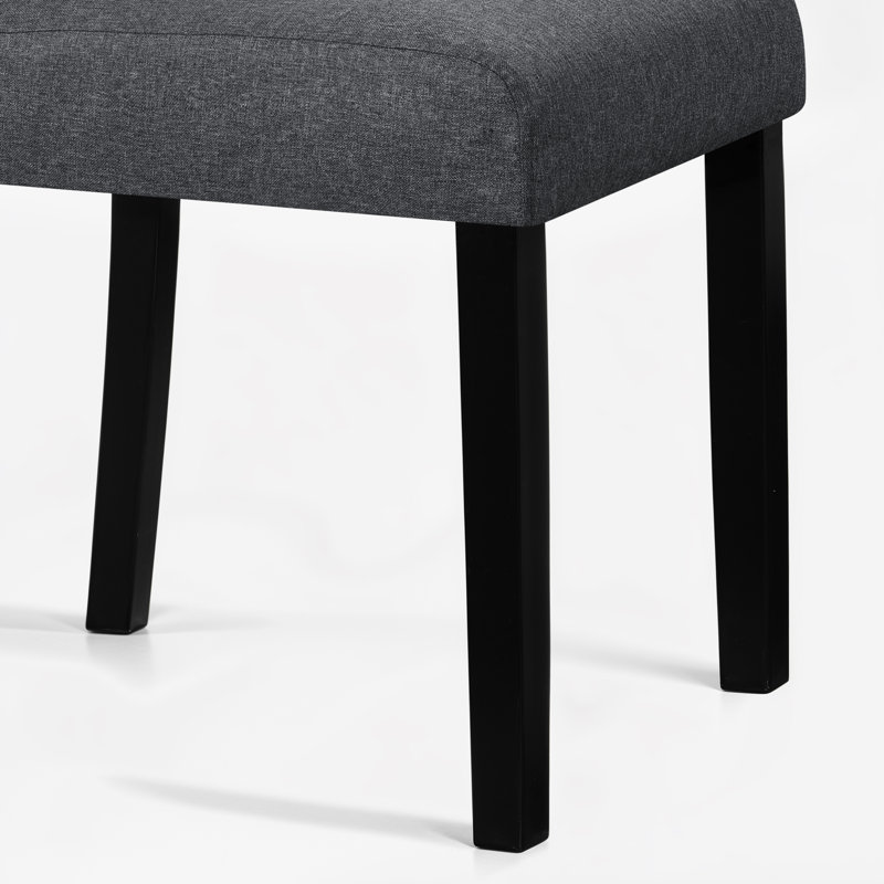 Tufted Fabric Upholstered Parsons Dining Chairs, Dark Gray
