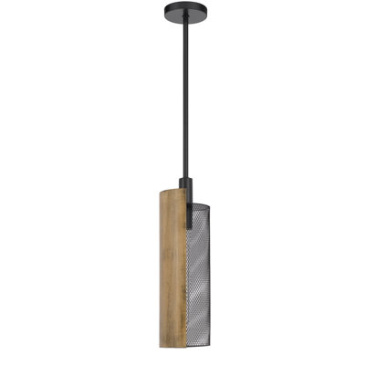 1 - Light Rubberwood Shaded Pendant