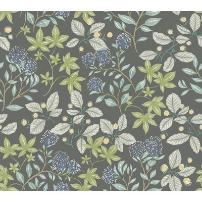 Mildred Charcoal Botanical Trail Wallpaper
