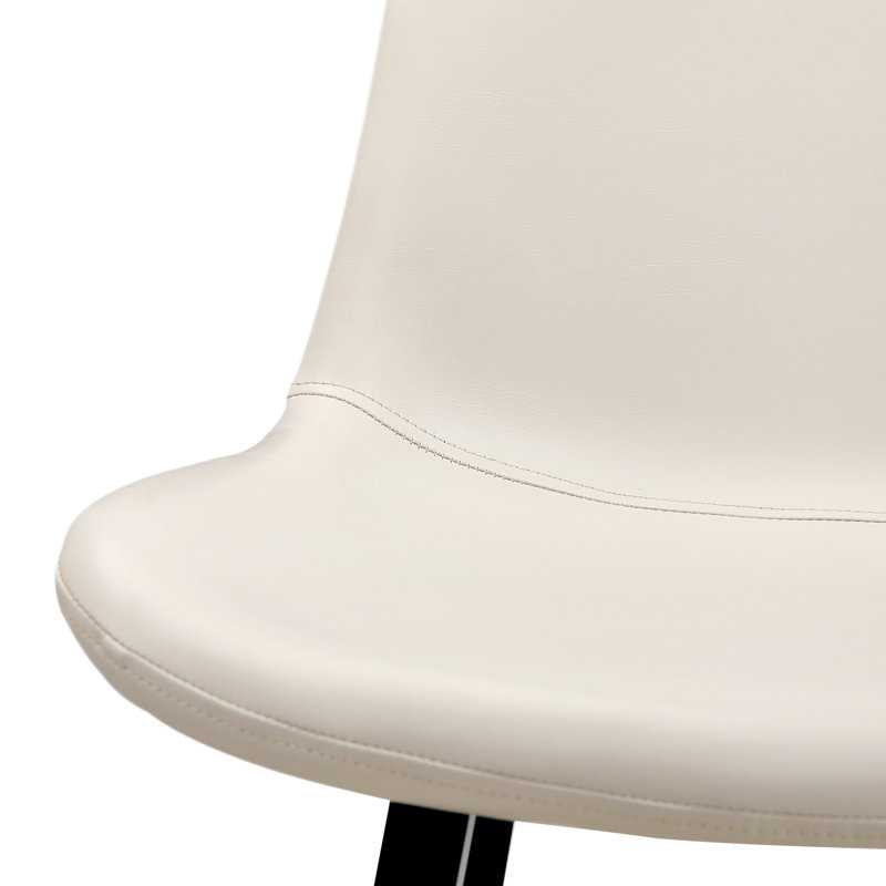 Cannell Upholstered Counter Stool with Metal Frame, Black/Beige