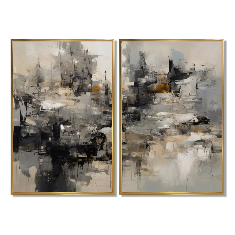Gris, intérieur noir des mondes de marbre I - art mural moderne rose, H 36 po x l 48 po, Doré