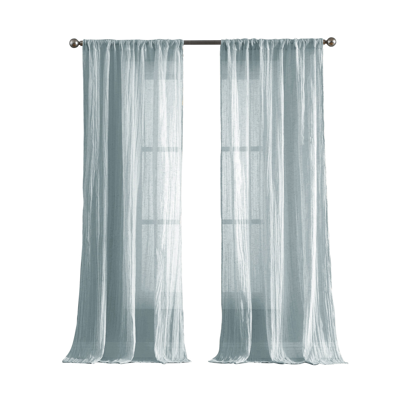 Solid Semi-Sheer Curtain Panels, 50" W x 108" L, Blue
