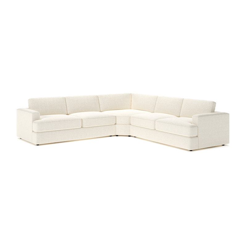 Cayden 3-Piece Upholstered Wedge Sectional, Davis Pearl Performance Bouclé