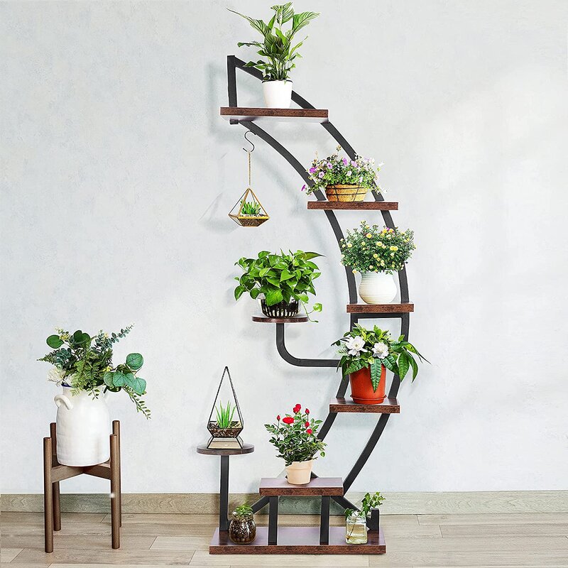 Latitude Run® 6-Tier Curved Plant Stand with Hanger & Reviews | Wayfair