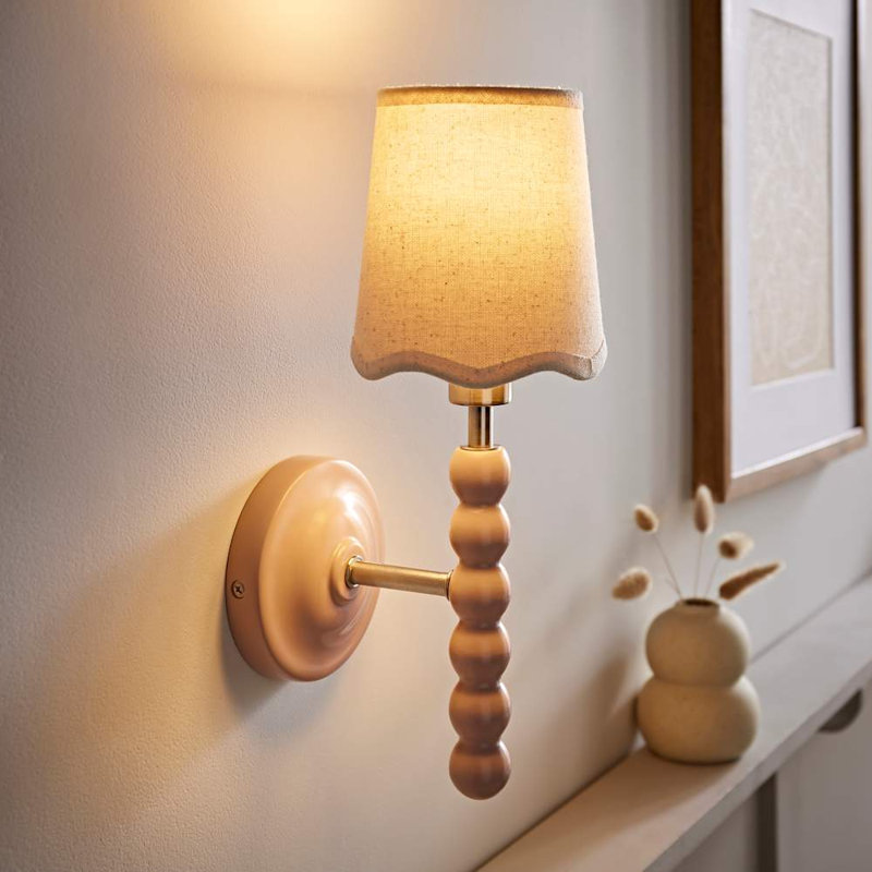 Alderic Manufactured Wood Armed Sconce, No, Pink, Cream