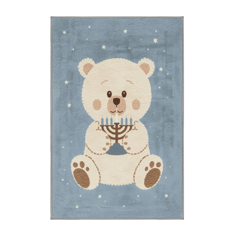 Soft Plush Estep Hanukkah Modern & Contemporary Abstract Area Rug in Gray – Gray Binding, 7x9