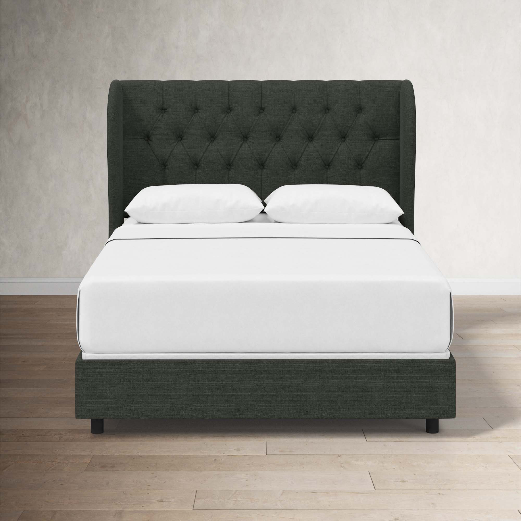 Tomey Upholstered Wingback Bed, Zuma White Textured Linen, Full
