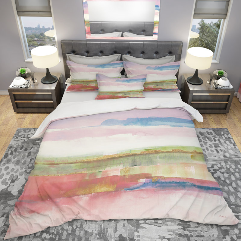 Influence de la ligne et de la couleur Gold Bright - ensemble de housse de couette Shabby Elegance - polyester microfibre