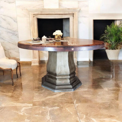Round Wooden Pedestal Mesquite Dining Table