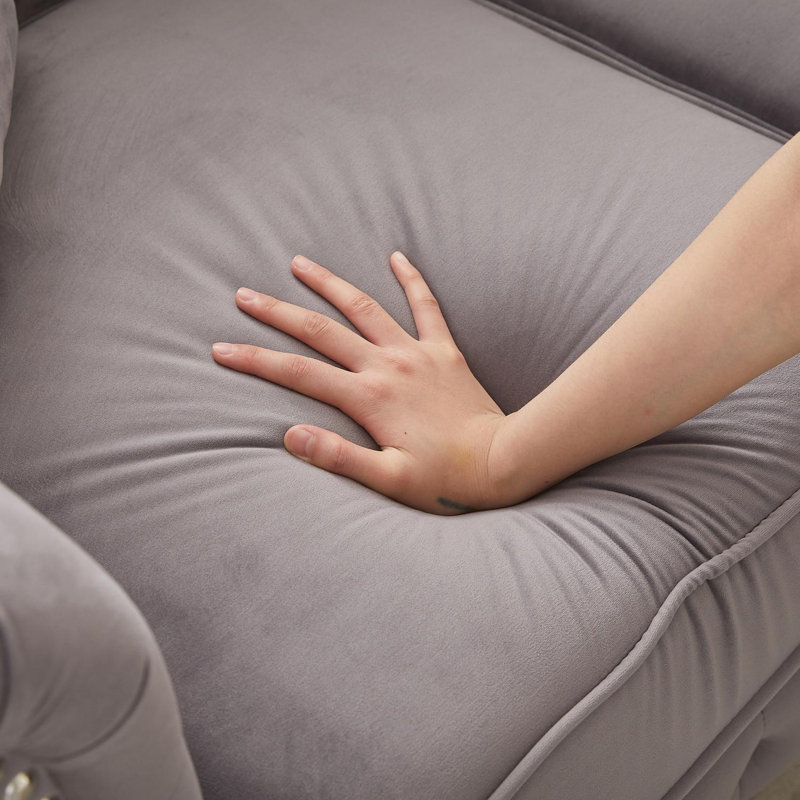 Canapé Chesterfield 63,5 po en velours capitonné, Gris