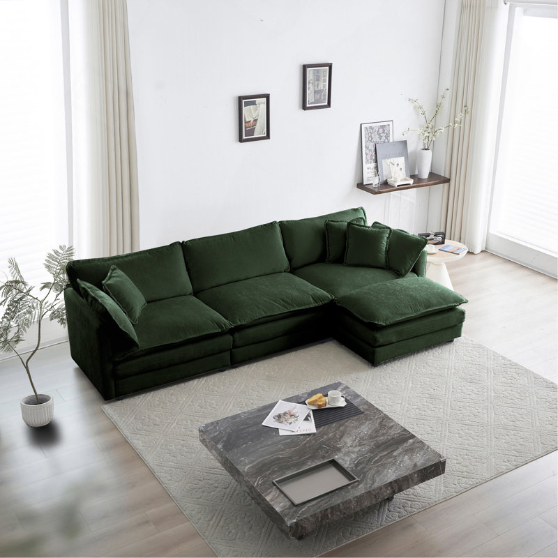 Canapé modulaire surdimensionné en forme de L avec repose-pieds réversible Free Combination Comfy Upholstery, Vert