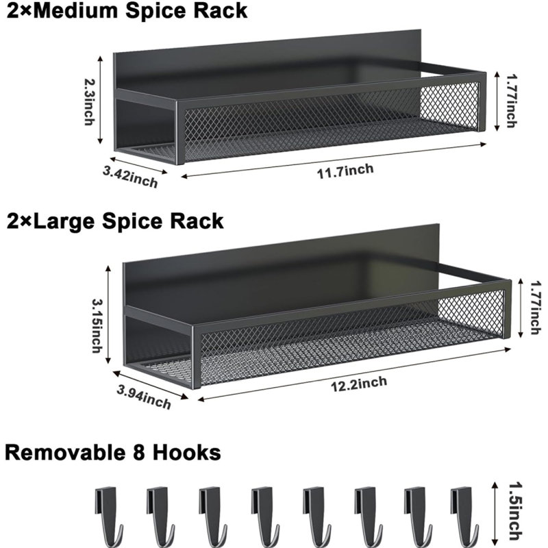 4 Pack Magnetic Spice Rack Organizer