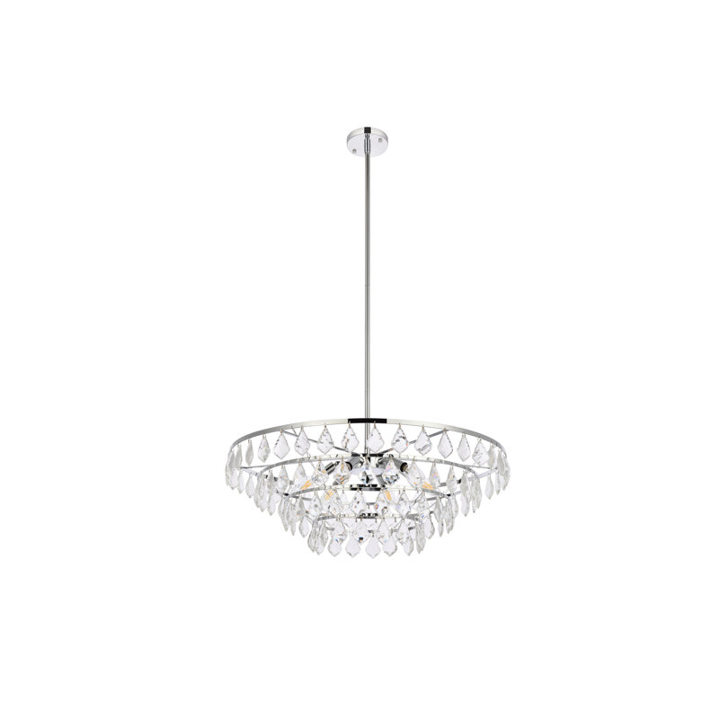 Marina Dimmable Tiered Chandelier, Chrome, 58" H x 28" W x 28" D
