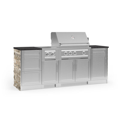 Outdoor Kitchen Signature Series 8 Piece Cabinet Set with 33 in. Natural Gas Platinum Grill -  NewAge Products, 68652