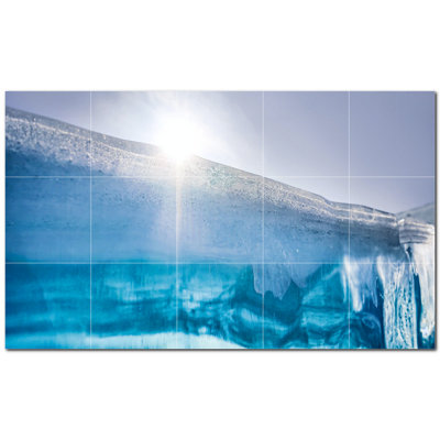 Glacier Photo 8'' x 8'' Satin Ceramic Decorative Mural